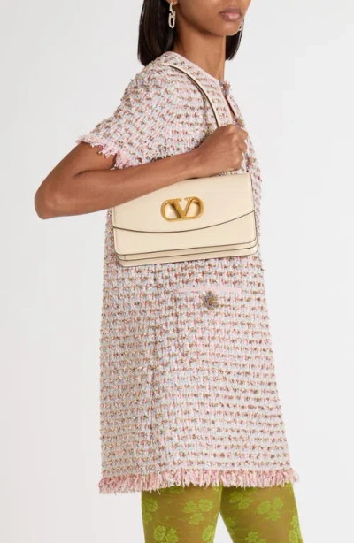 Valentino Small Leather Clutch With Adjustable Chain Strap In White