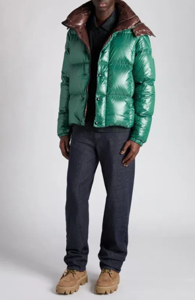 Moncler Parana Glossy Hooded Short Down Jacket Clothing In Green