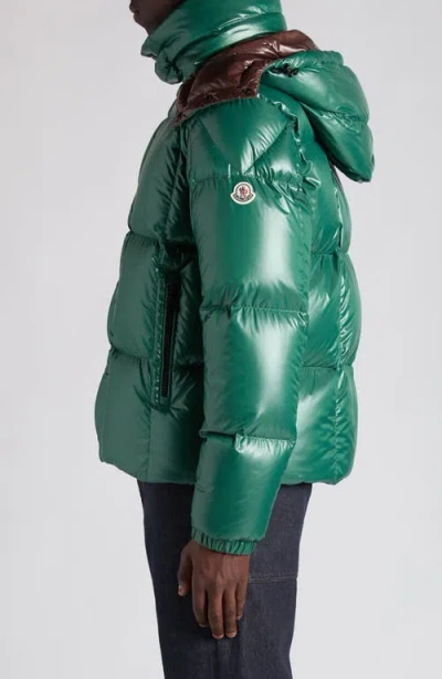 Moncler Parana Glossy Hooded Short Down Jacket Clothing In Green