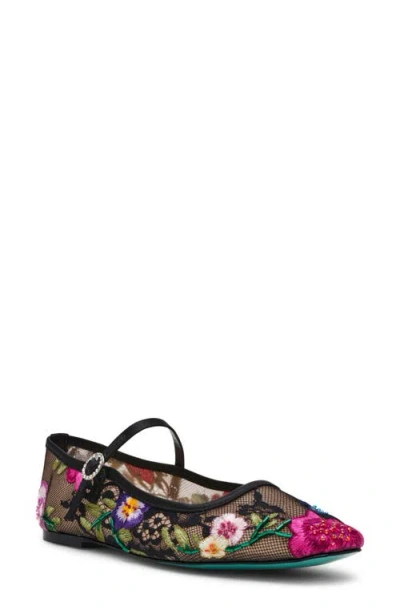 Betsey Johnson Women's Nova Embroidered Mesh Mary Jane Flats In Multi