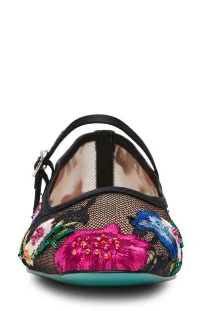 Betsey Johnson Women's Nova Embroidered Mesh Mary Jane Flats In Multi