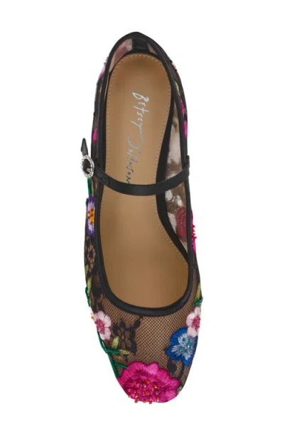 Betsey Johnson Women's Nova Embroidered Mesh Mary Jane Flats In Multi