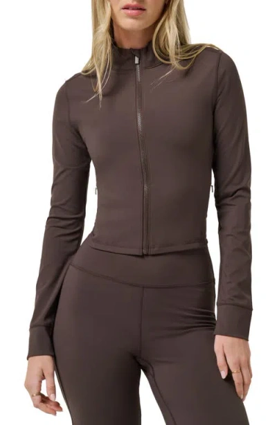 Travismathew Moveknit Full Zip Crop Jacket In Brown