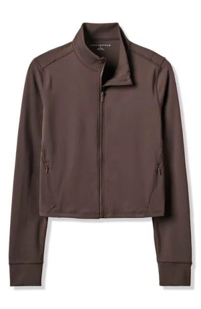 Travismathew Moveknit Full Zip Crop Jacket In Brown