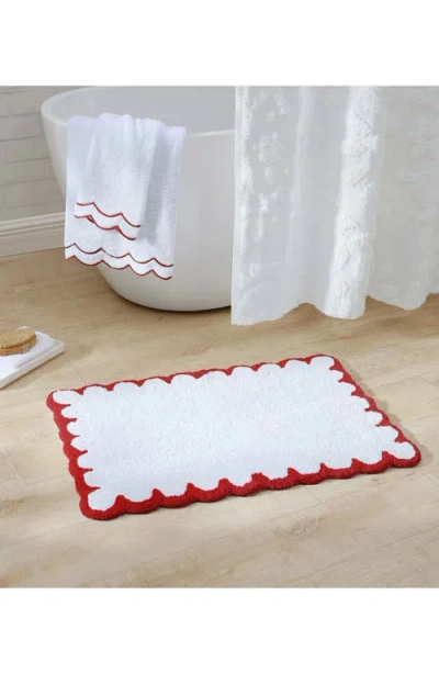 Peri Home Scallop Cotton Bath Rug, 30" X 20" In White
