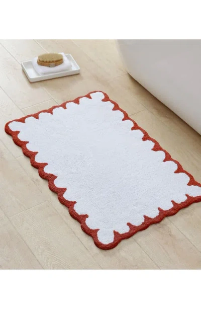 Peri Home Scallop Cotton Bath Rug, 30" X 20" In White
