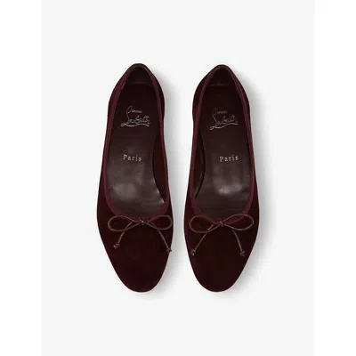 Christian Louboutin Sweetie Strass Leather Ballerina Flat In Brown