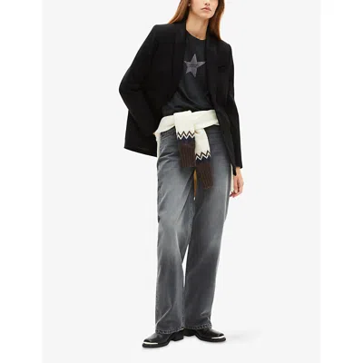 The Kooples Womens Black Single-breasted Satin Suit Jacket In Black