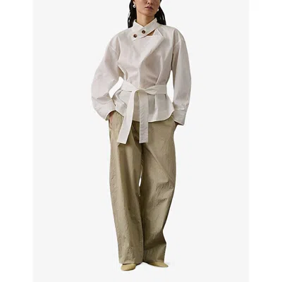 Soeur Womens Blanc Casse Felicite Tie-belt Cotton Blouse In White