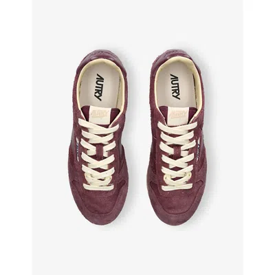 Autry Windspin Sneakers With Used-effect Suede In Burgundy