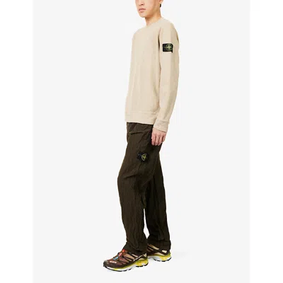 Stone Island Crew Neck Long Sleeve Sweatshirt With Ribbed Cuffs And Hem In Neutral