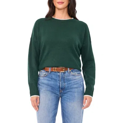 Vince Camuto Tipped Crewneck Sweater In Green