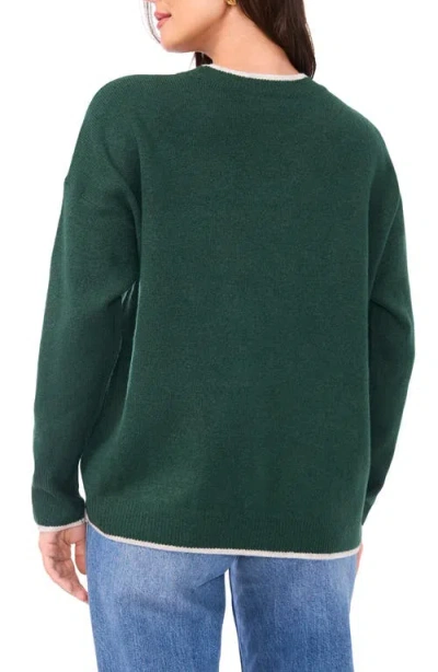 Vince Camuto Tipped Crewneck Sweater In Green