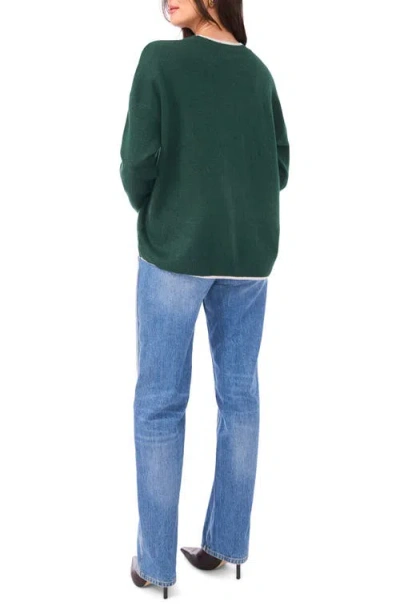 Vince Camuto Tipped Crewneck Sweater In Green
