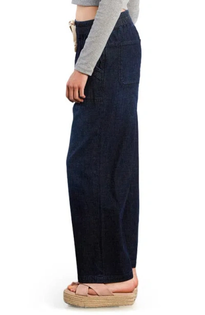 Hint Of Blu Wide Leg Drawstring Jeans In Blue