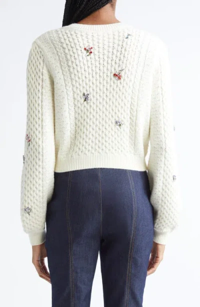 Cinq À Sept Rasa Embellished Cropped Cardigan In White