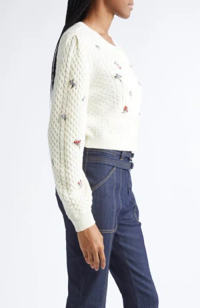 Cinq À Sept Rasa Embellished Cropped Cardigan In White