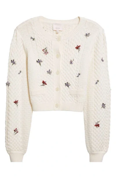 Cinq À Sept Rasa Embellished Cropped Cardigan In White
