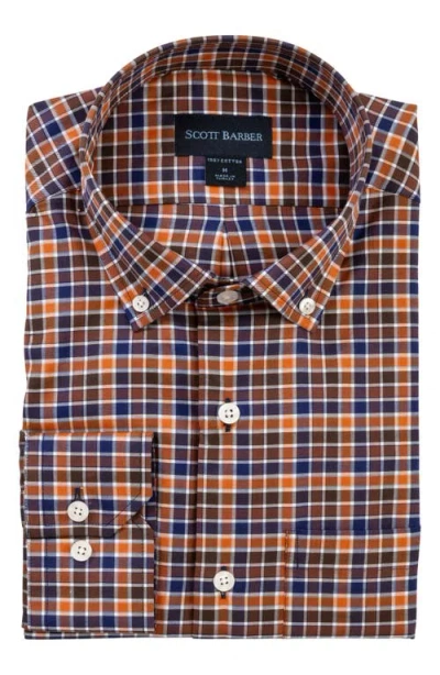 Scott Barber Check Prep Cotton Twill Button-down Shirt In Multi