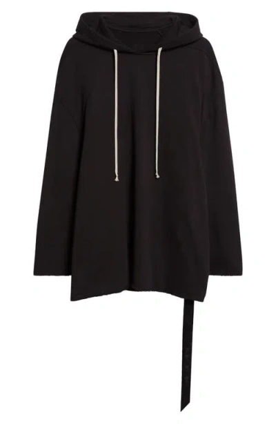Rick Owens Drkshdw Asymmetrical Hem Long Sleeve Hoodie In Black