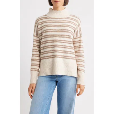 Hatley Double Stripe Mock Neck Sweater In Neutral