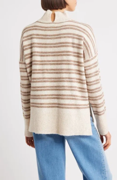 Hatley Double Stripe Mock Neck Sweater In Neutral