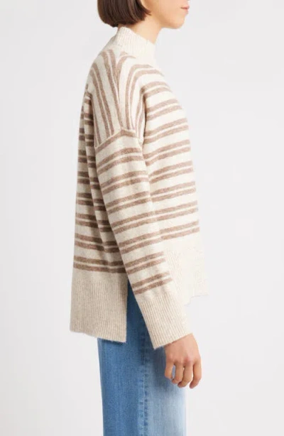Hatley Double Stripe Mock Neck Sweater In Neutral