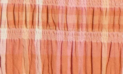 Billabong Check Me Out Sleeveless Smocked Minidress In Orange