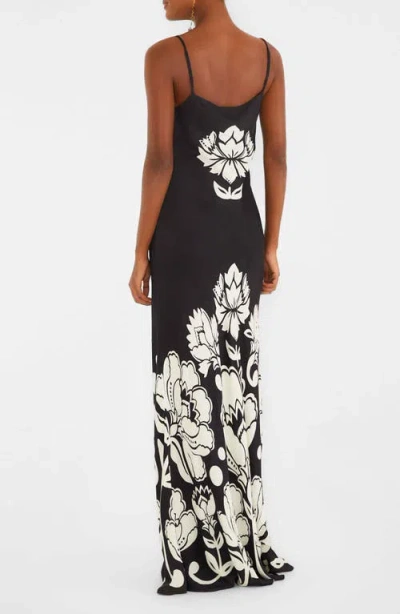Farm Rio Floral Arabesque Maxi Slipdress In Black