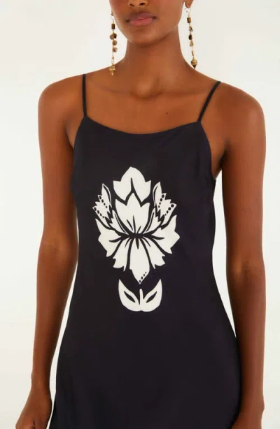 Farm Rio Floral Arabesque Maxi Slipdress In Black