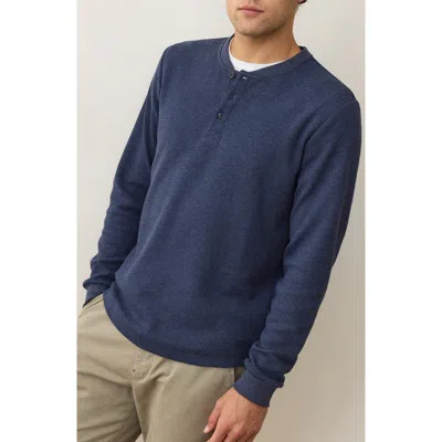 Marine Layer Long Sleeve Waffle Henley In Blue