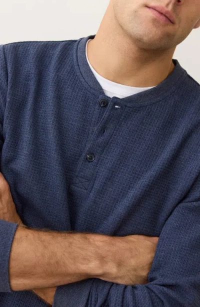 Marine Layer Long Sleeve Waffle Henley In Blue