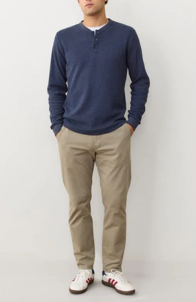 Marine Layer Long Sleeve Waffle Henley In Blue