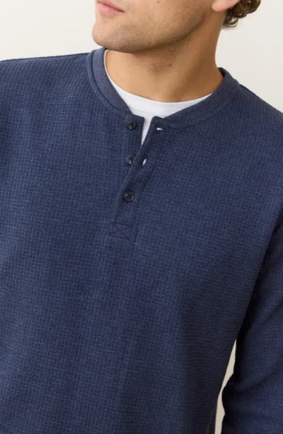 Marine Layer Long Sleeve Waffle Henley In Blue