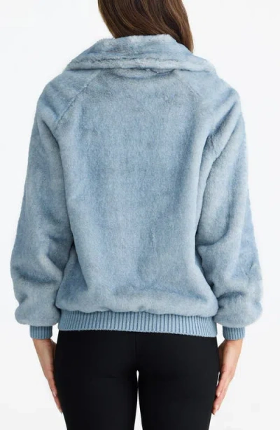 Brave + True Brave+true Celeste Faux Fur Bomber Jacket In Blue