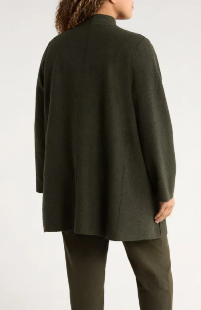 Eileen Fisher Lightweight Boiled Wool High Collar Jacket In Regenerative Wool In Black