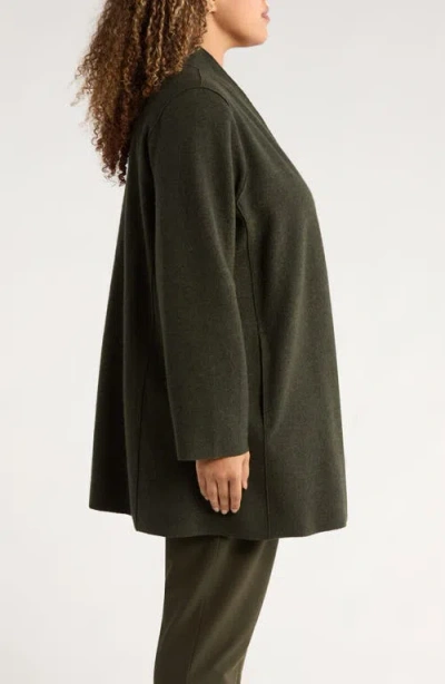 Eileen Fisher Lightweight Boiled Wool High Collar Jacket In Regenerative Wool In Black