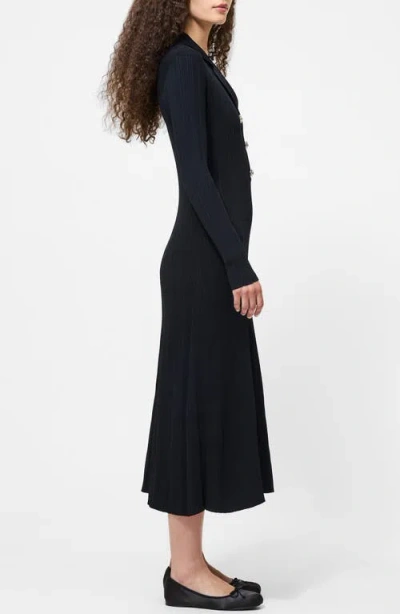 French Connection Long Sleeve Rib Knit Maxi Dress In Black