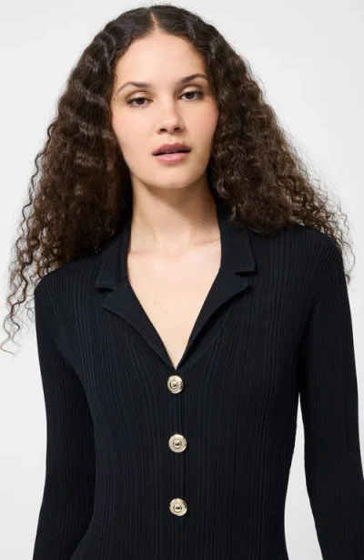 French Connection Long Sleeve Rib Knit Maxi Dress In Black