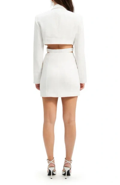 Bardot Tribeca Long Sleeve Linen Blazer Dress In White