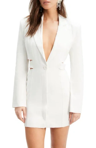 Bardot Tribeca Long Sleeve Linen Blazer Dress In White