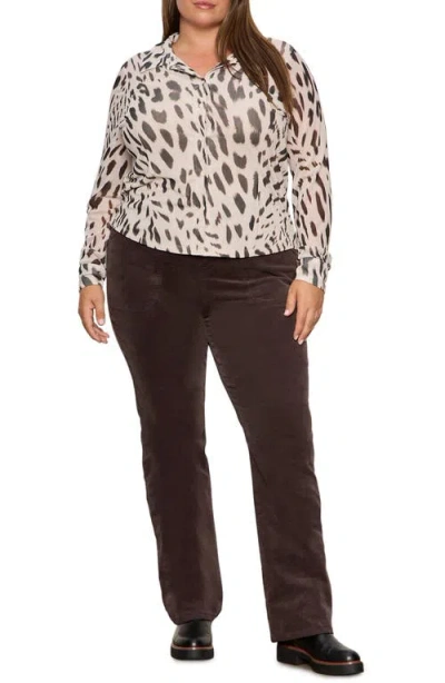 Sanctuary Fitted Mesh Button-up Shirt In Multi