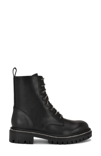 Nine West Women's Jarret Embellished Lug Sole Combat Boots In Black