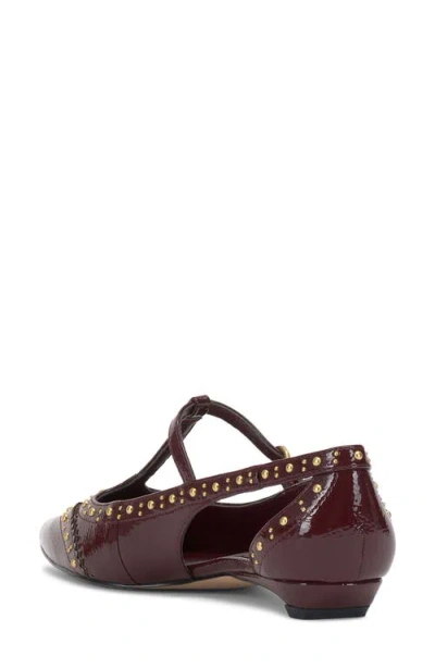 Vince Camuto Valkie T-strap Mary Jane Flats In Burgundy
