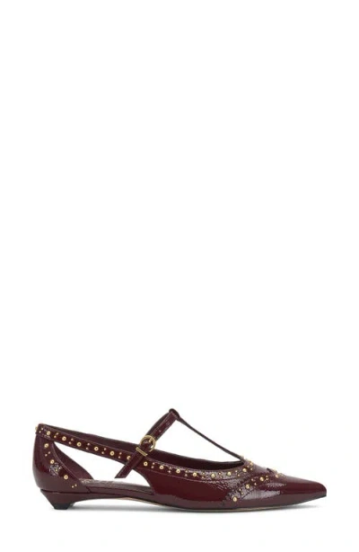Vince Camuto Valkie T-strap Mary Jane Flats In Burgundy
