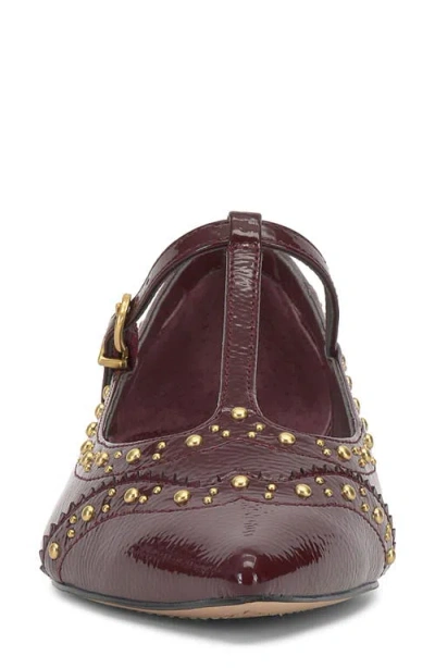 Vince Camuto Valkie T-strap Mary Jane Flats In Burgundy