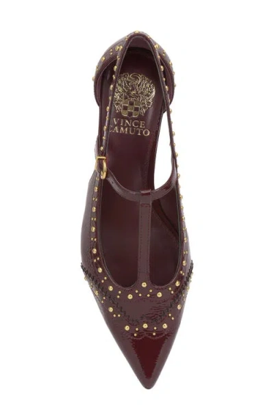 Vince Camuto Valkie T-strap Mary Jane Flats In Burgundy