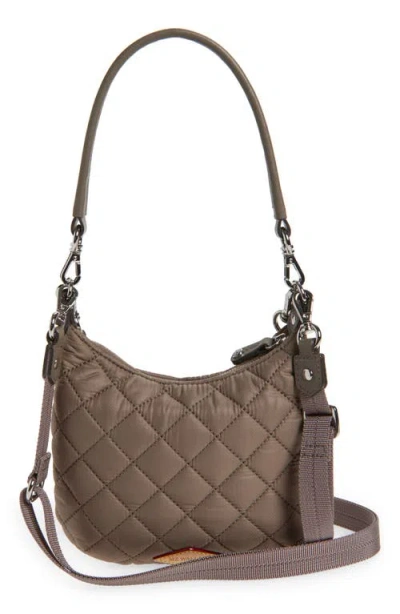 Mz Wallace Mini Crosby Sienna Quilted Nylon Shoulder Bag In Gray