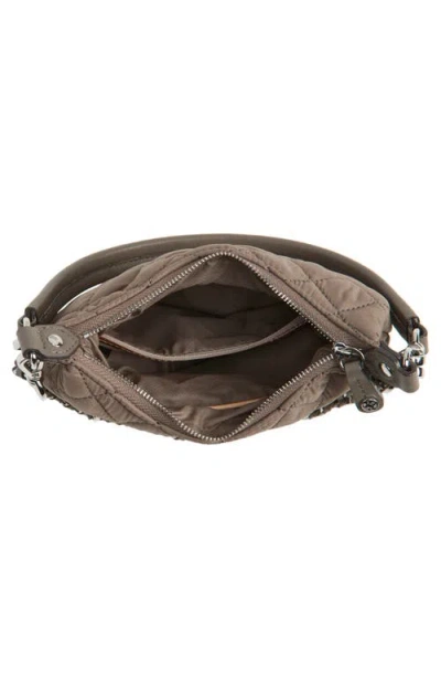 Mz Wallace Mini Crosby Sienna Quilted Nylon Shoulder Bag In Gray
