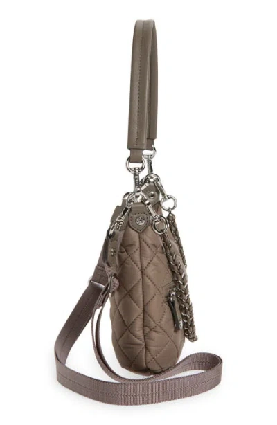 Mz Wallace Mini Crosby Sienna Quilted Nylon Shoulder Bag In Gray